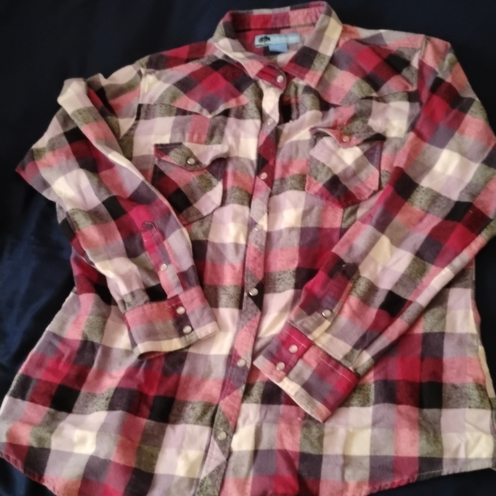 Red and Black Plaid Button-Up Shirt